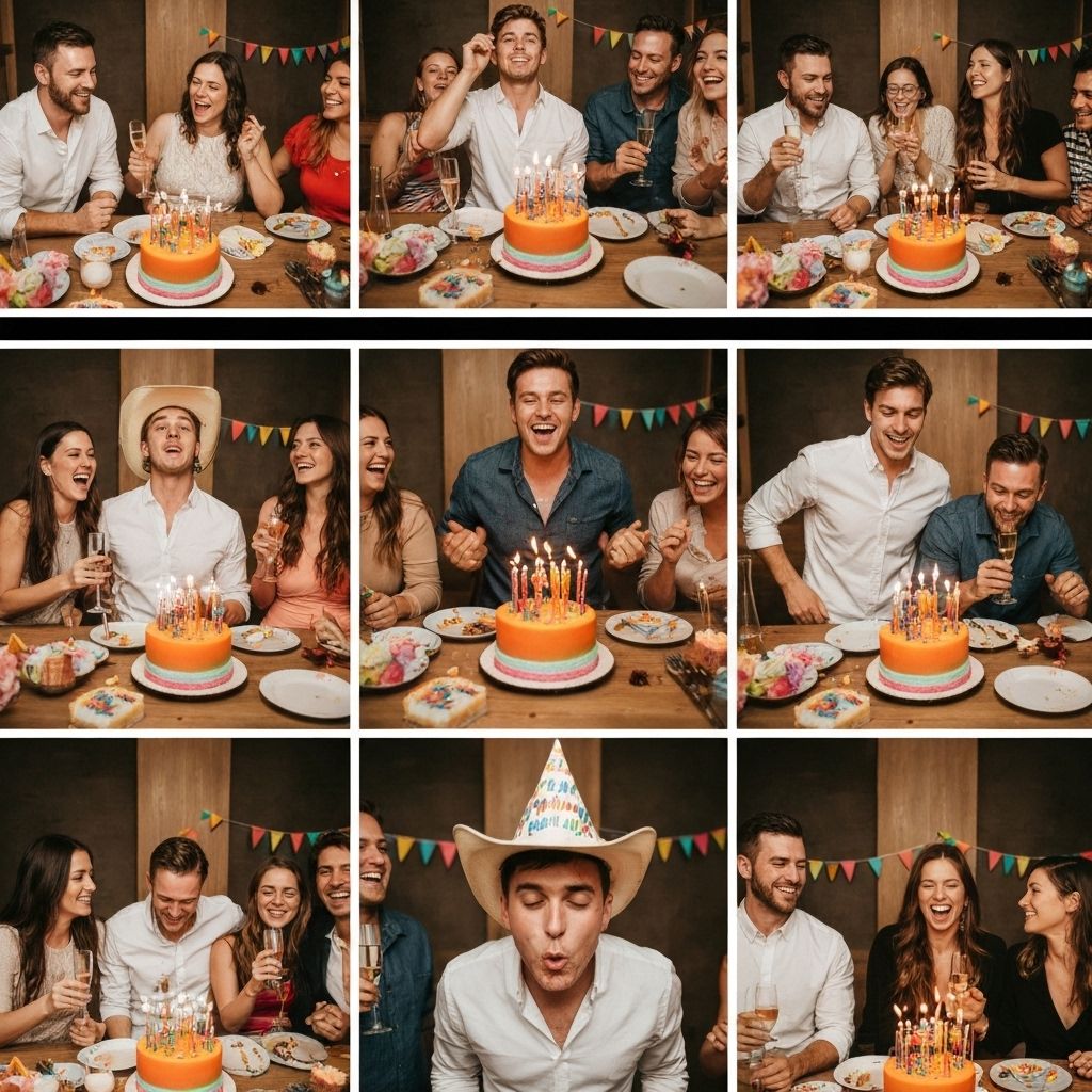 Birthday party photo strip with fun poses