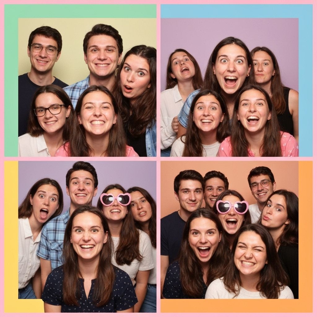 Friends group photo booth collage