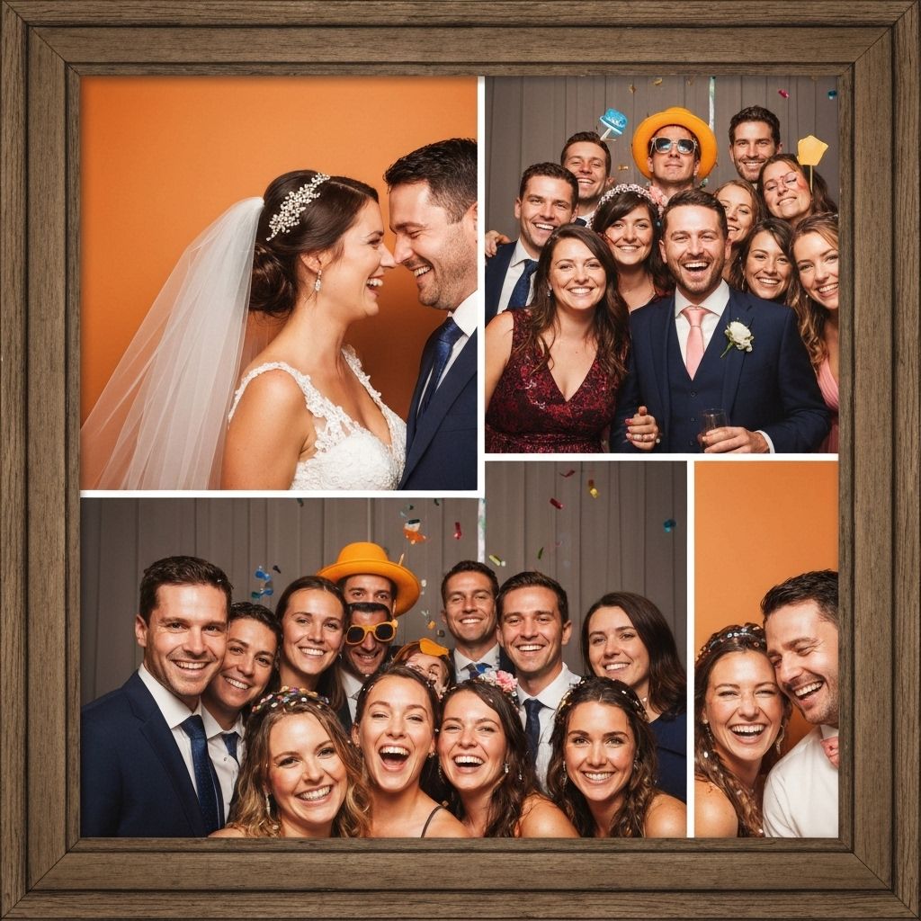 Wedding photo booth collage with 4 happy moments